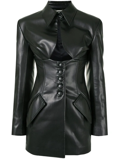Shop Aleksandre Akhalkatsishvili Cut-out Leather Jacket In Black