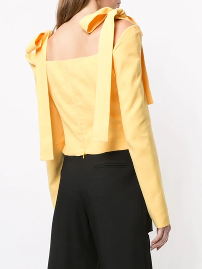 Shop Aleksandre Akhalkatsishvili Cropped Sweetheart-neck Top In Yellow