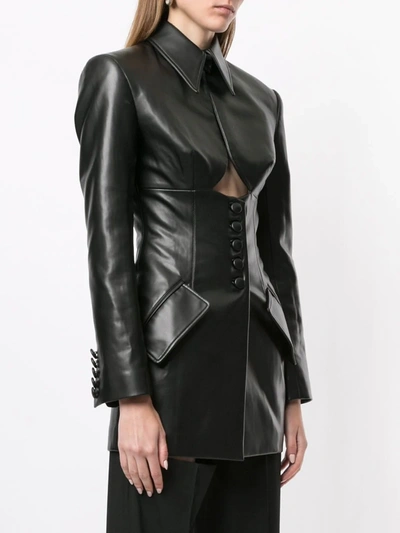 Shop Aleksandre Akhalkatsishvili Cut-out Leather Jacket In Black