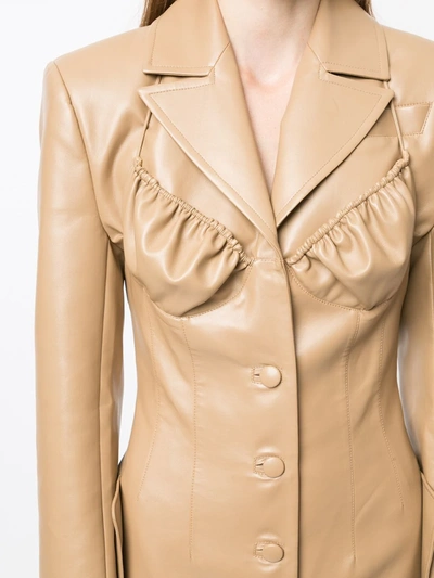 Shop Aleksandre Akhalkatsishvili Long Leather Button-front Coat In Brown