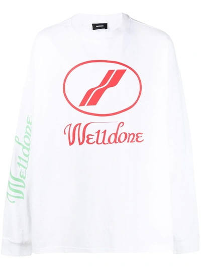 Shop We11 Done Logo Print Long-sleeved T-shirt In White