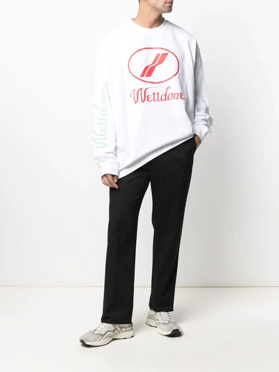 Shop We11 Done Logo Print Long-sleeved T-shirt In White