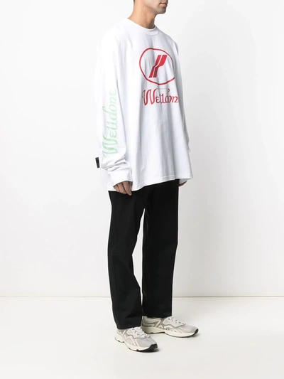 Shop We11 Done Logo Print Long-sleeved T-shirt In White