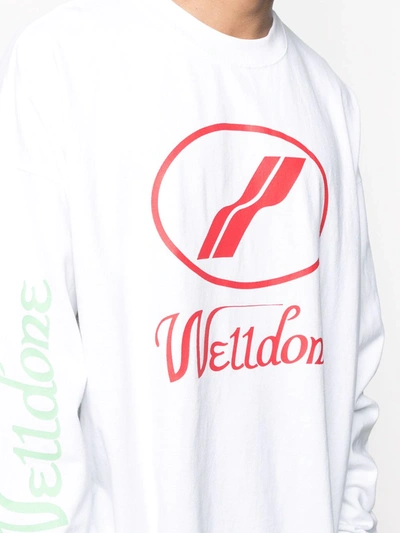 Shop We11 Done Logo Print Long-sleeved T-shirt In White