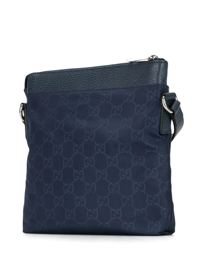 Pre-owned Gucci Gg Pattern Crossbody Bag In Blue