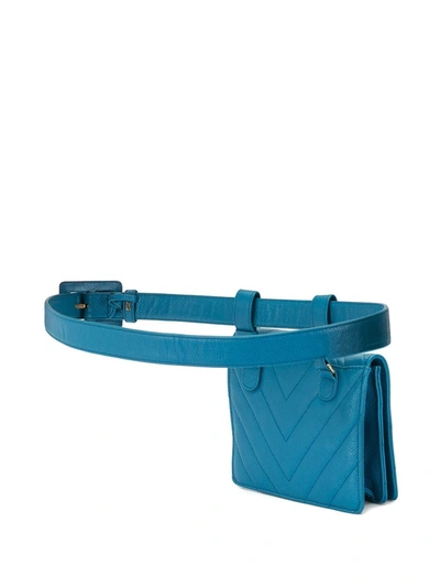 Pre-owned Chanel 1990s Cc V-stitch Belt Bag In Blue