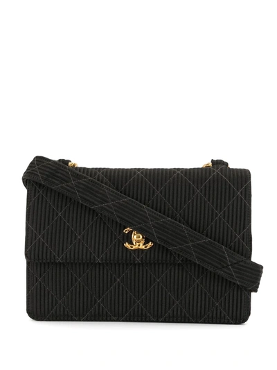 Pre-owned Chanel 1992 Diamond-quilted Crossbody Bag In Black