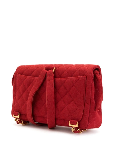 Pre-owned Chanel 1995 Diamond-quilted Backpack In Red