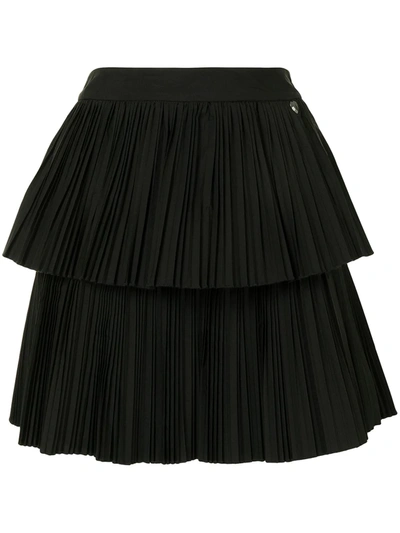 Shop Twinset Layered Style Pleated Skirt In Black