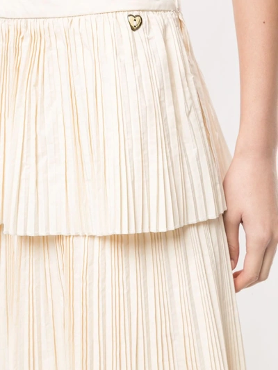 Shop Twinset Layered Style Pleated Skirt In Neutrals