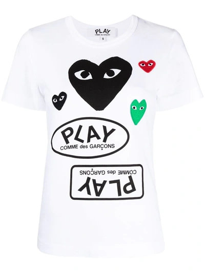Shop Comme Des Garçons Play Logo-print Short-sleeved T-shirt In White