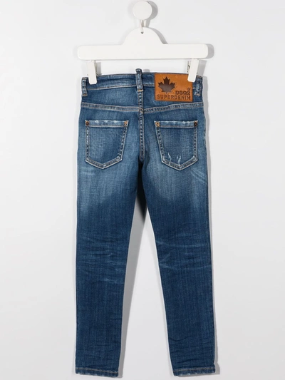 Shop Dsquared2 Ripped-detail Straight-leg Jeans In Blue
