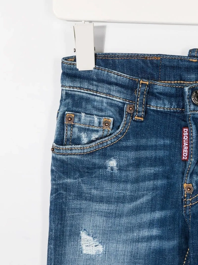 Shop Dsquared2 Ripped-detail Straight-leg Jeans In Blue