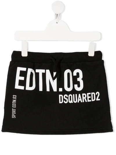 Shop Dsquared2 Text-print Pleat-detail Skirt In Black