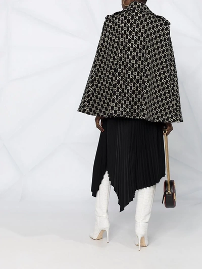 Shop Gucci Gg Jacquard Wool Cape In Black