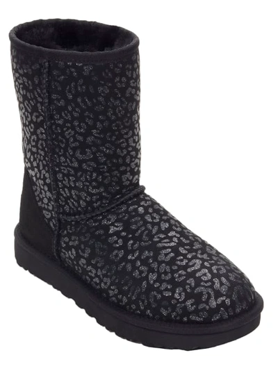 Shop Ugg Classic Short Snow Leopard Boots In Black