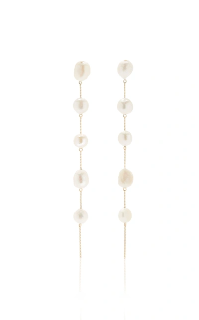 Shop Cult Gaia Atum Brass And Pearl Earrings In White