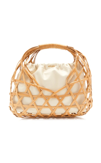 Shop Cult Gaia Aviva Rattan And Leather Tote In Neutral