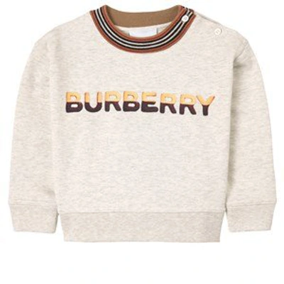 Shop Burberry White Melange Confectionery Logo Print Sweatshirt