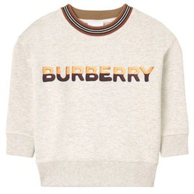 Shop Burberry White Melange Confectionery Logo Print Sweatshirt