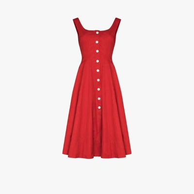 Shop Staud Ausgestelltes Kleid Mit Knöpfen In Rot