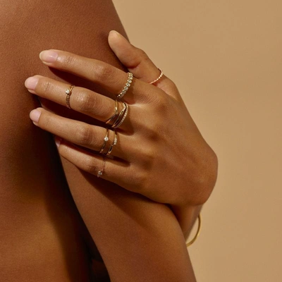 Shop Aurate Mini Wraparound Ring With White Diamonds In Gold/ White