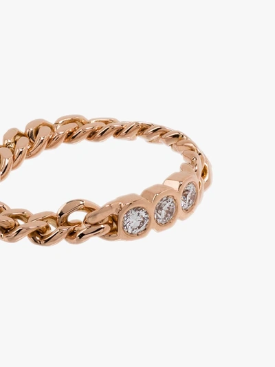 Shay 18k Rose Gold Baby Link Triple Diamond Ring In Gold