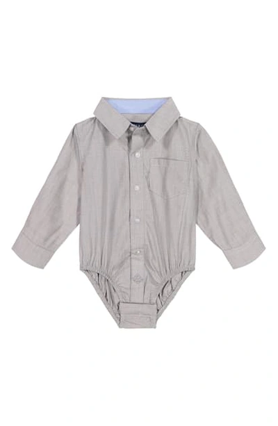 Shop Andy & Evan Button-up Long Sleeve Bodysuit In Grey