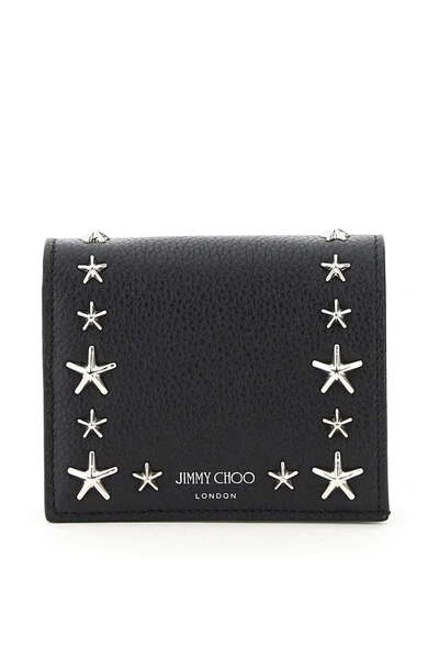 Shop Jimmy Choo Hanne Wallet Star Studs In Black Silver (black)