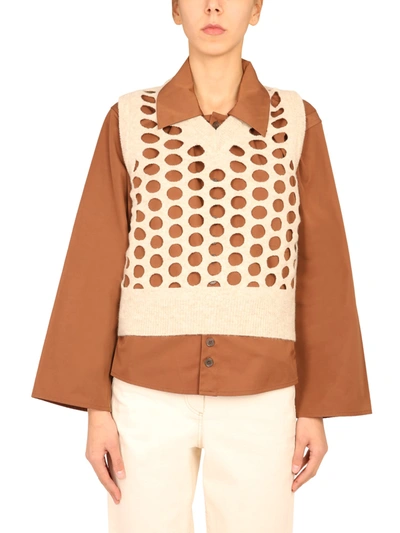 Shop Maison Margiela Perforated Vest In Beige