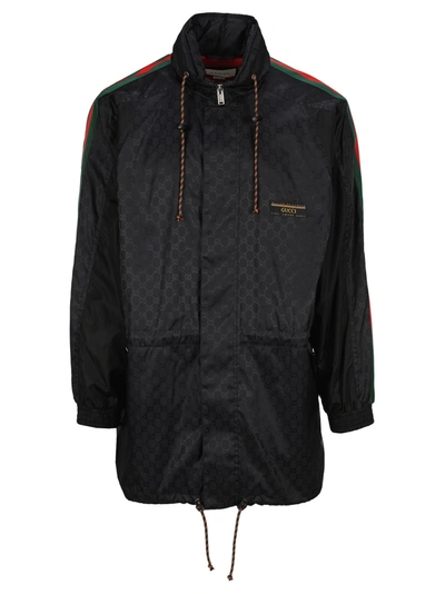 Shop Gucci Gg Jacquard Nylon Jacket In Black