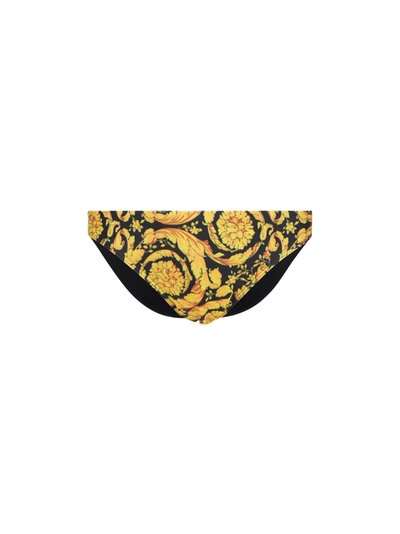Shop Versace Bathing Suit In F.do Nero+stampa Oro