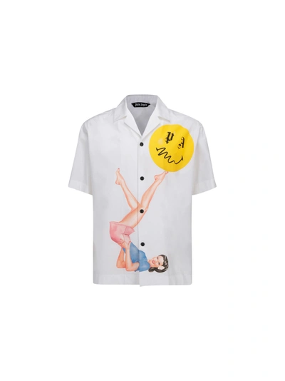 Shop Palm Angels Shirt In White Pink