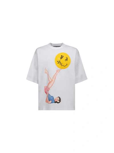 Shop Palm Angels T-shirt In White Pink