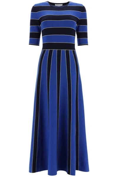 Shop Gabriela Hearst Capote Cashmere And Wool Dress In Navy Cobalt Blue Stripe (blue)