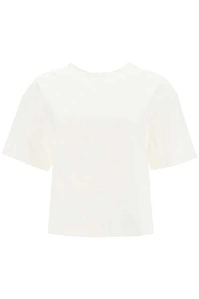 Shop Area T-shirt With Cut-out Heart And Crystals In White (white)