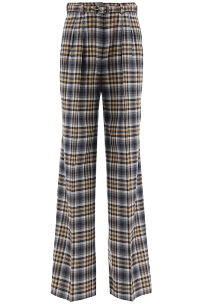 Shop Gabriela Hearst Vargas Tartan Trousers In Camel Grey Check (brown)