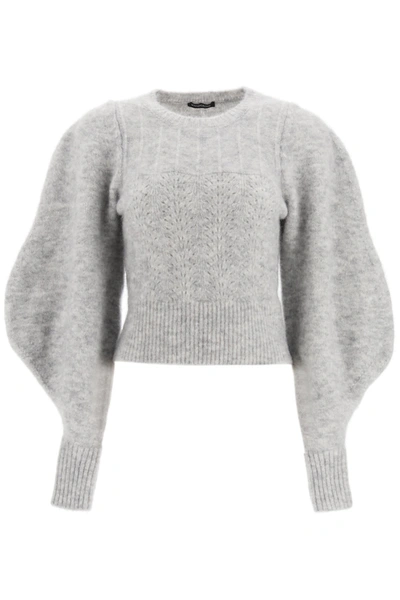 Shop Wandering Sweater With Balloon Sleeves In Grey (grey)