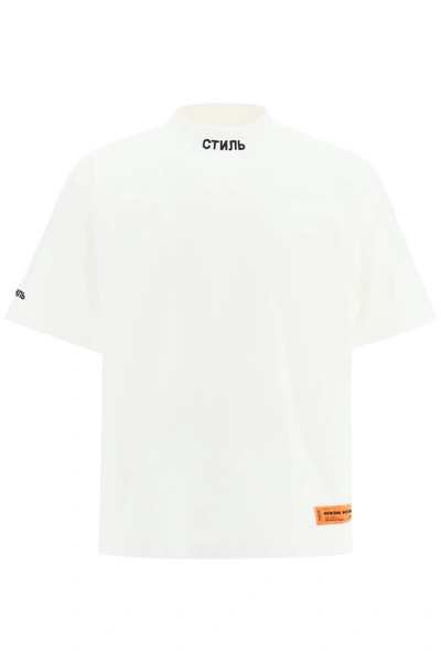 Shop Heron Preston T-shirt Ctnmb Embroidery In White Black (white)