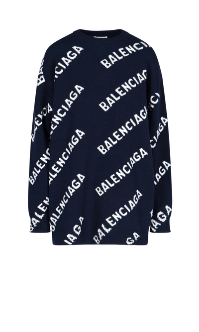 Shop Balenciaga Sweater In Blue