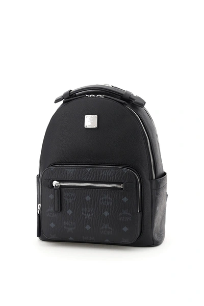 Shop Mcm Stark 32 Backpack In Leather And Visetos In Black (black)