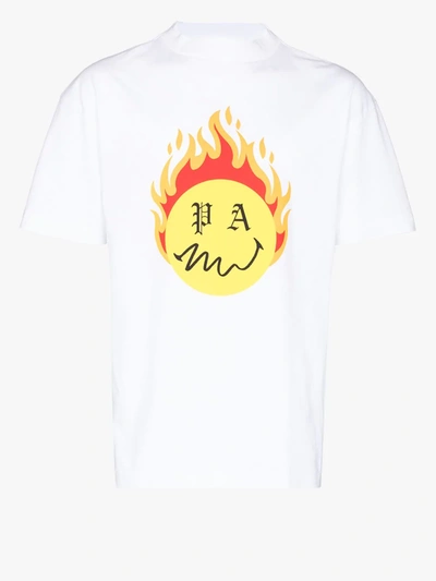 Shop Palm Angels Burning Head T-shirt In White