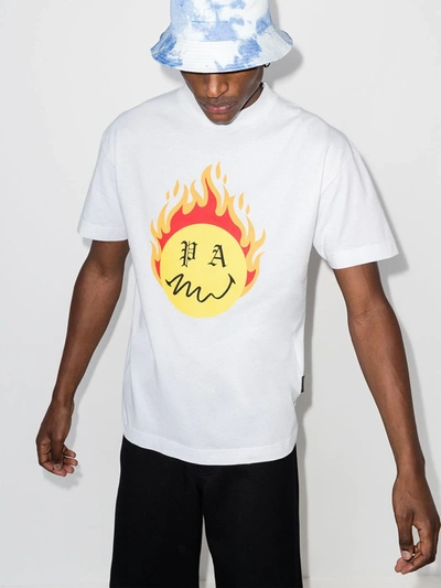 Shop Palm Angels Burning Head T-shirt In White