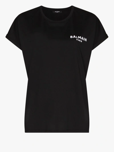 Shop Balmain Logo Print T-shirt In Black