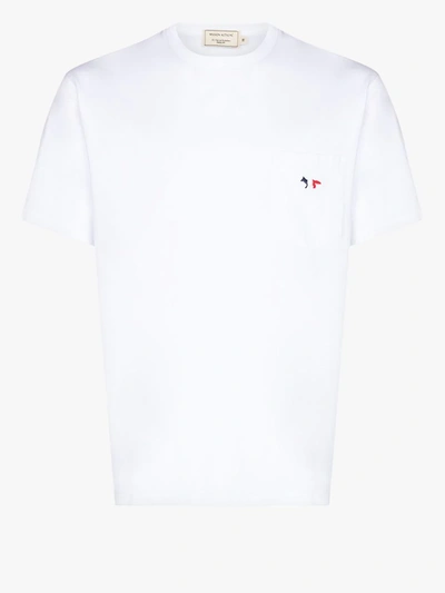 Shop Maison Kitsuné Tricolour Fox Patch Pocket T-shirt In White