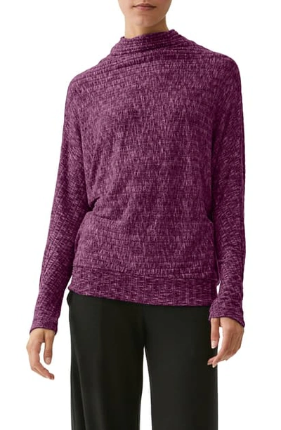 Shop Michael Stars Pepper Funnel Neck Top In Grape