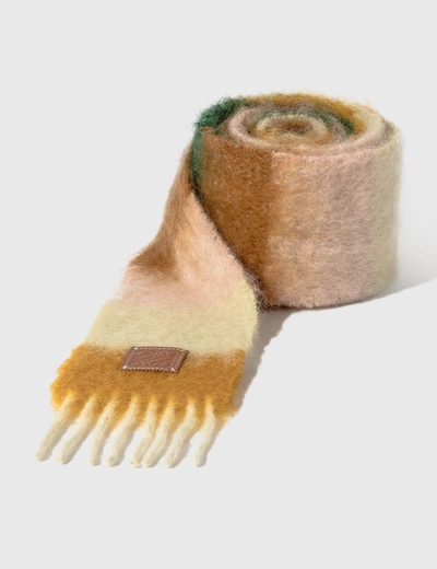 Shop Loewe Striped Scarf In Mohair In Multicolor