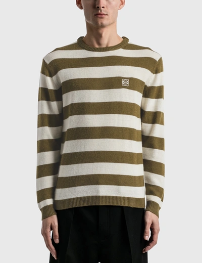 Shop Loewe Stripe Anagram Sweater In White