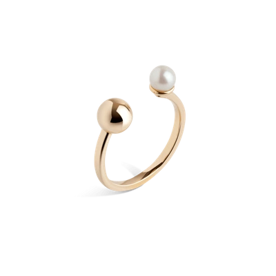 Shop Aurate Asymmetric Pearl Ring In Gold/ Pink