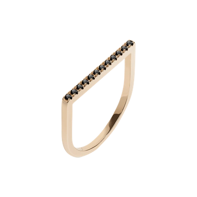 Shop Aurate Diamond Bar Square Ring With Black Diamonds In Gold/ White
